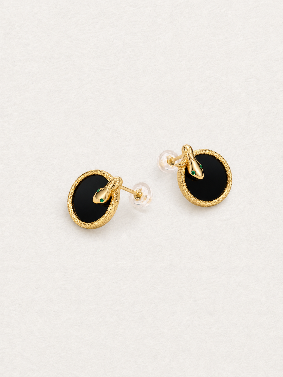 Serpent Black Agate Stud Earrings