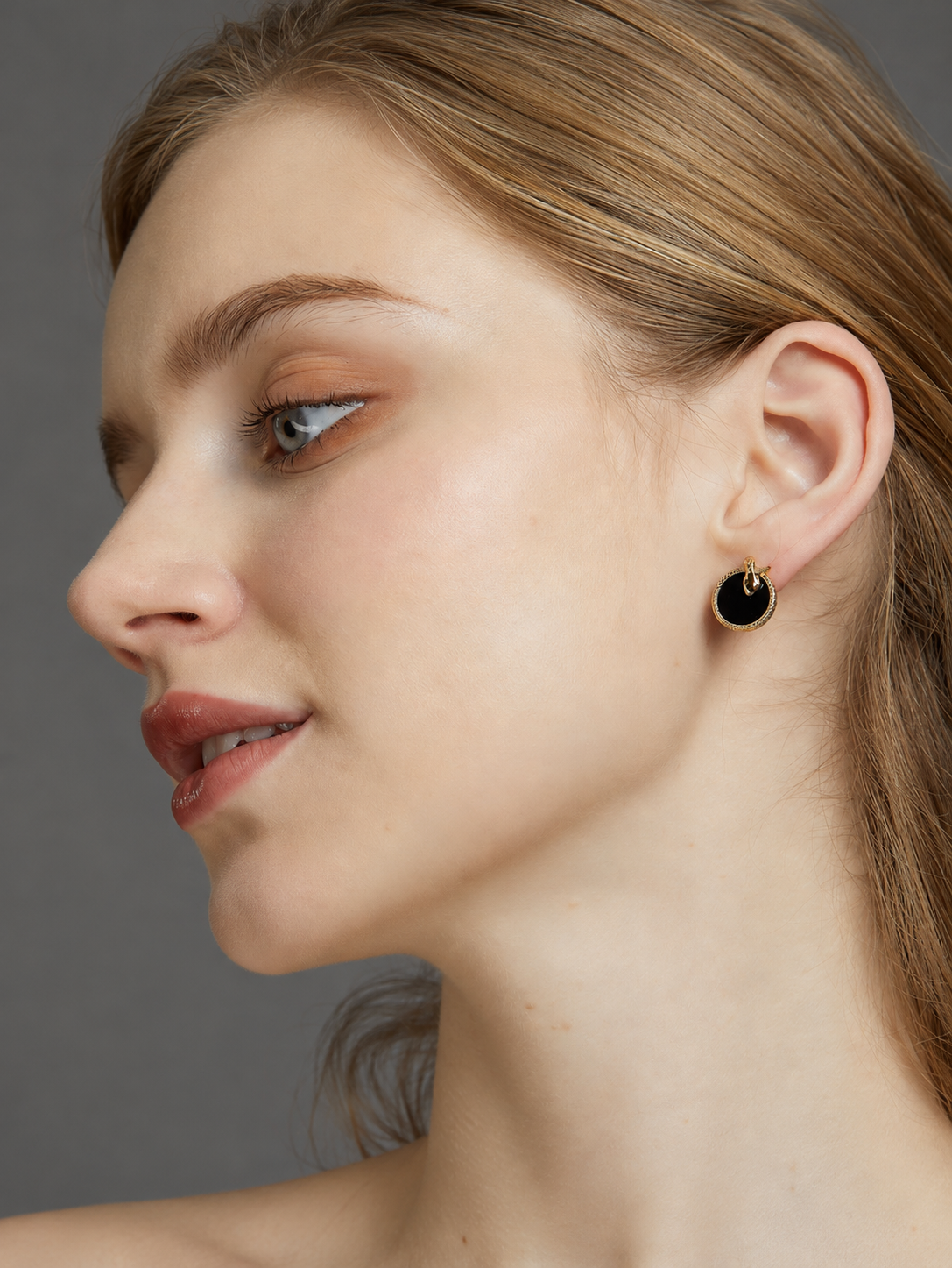 Serpent Black Agate Stud Earrings