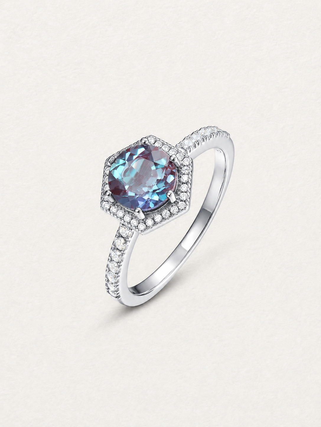 Geometric Alexandrite Ring