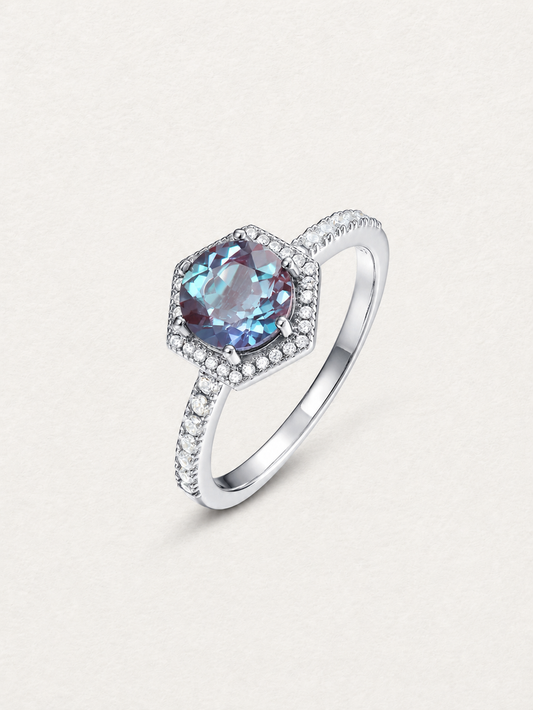 Geometric Alexandrite Ring
