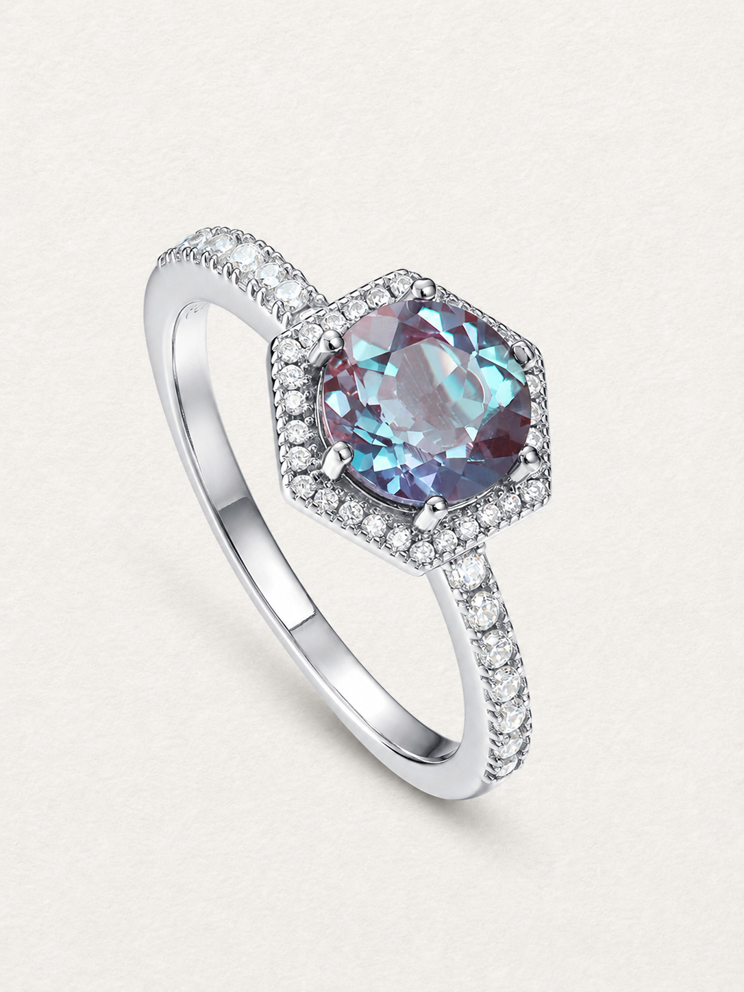 Geometric Alexandrite Ring