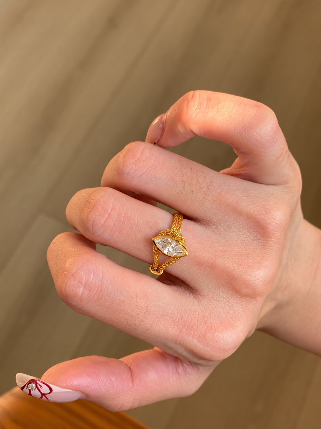 Marquise White Zircon Flex Ring