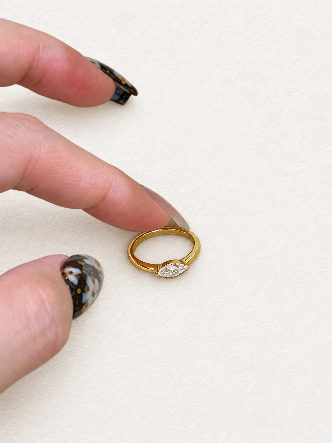 Marquise White Zircon Ring