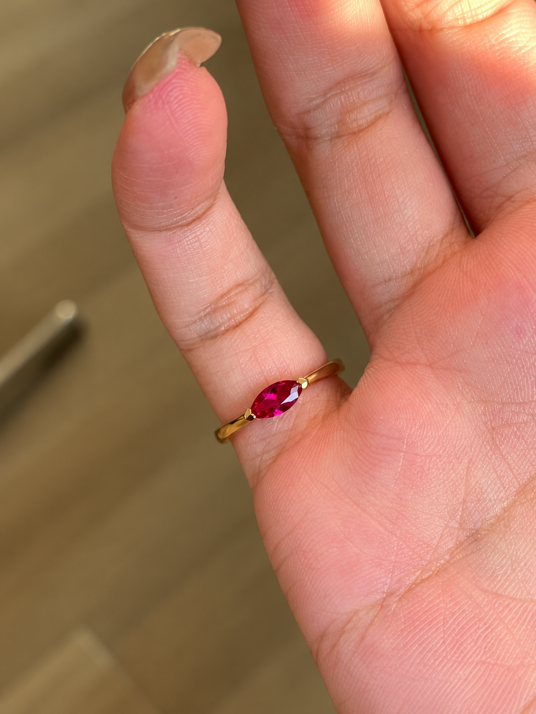 Marquise Red Zircon Ring