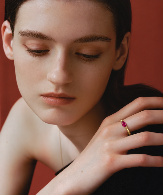Marquise Red Zircon Ring