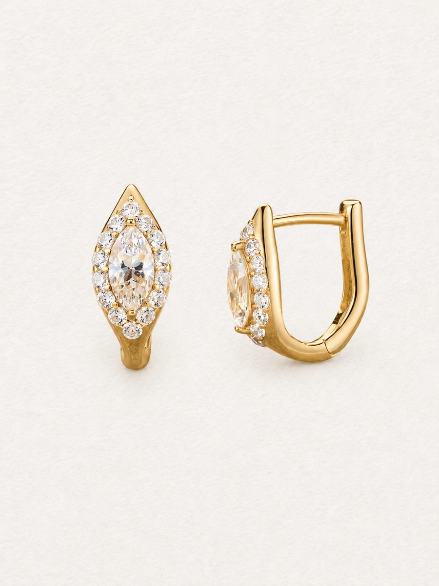 Marquise White Zircon Huggie Earrings