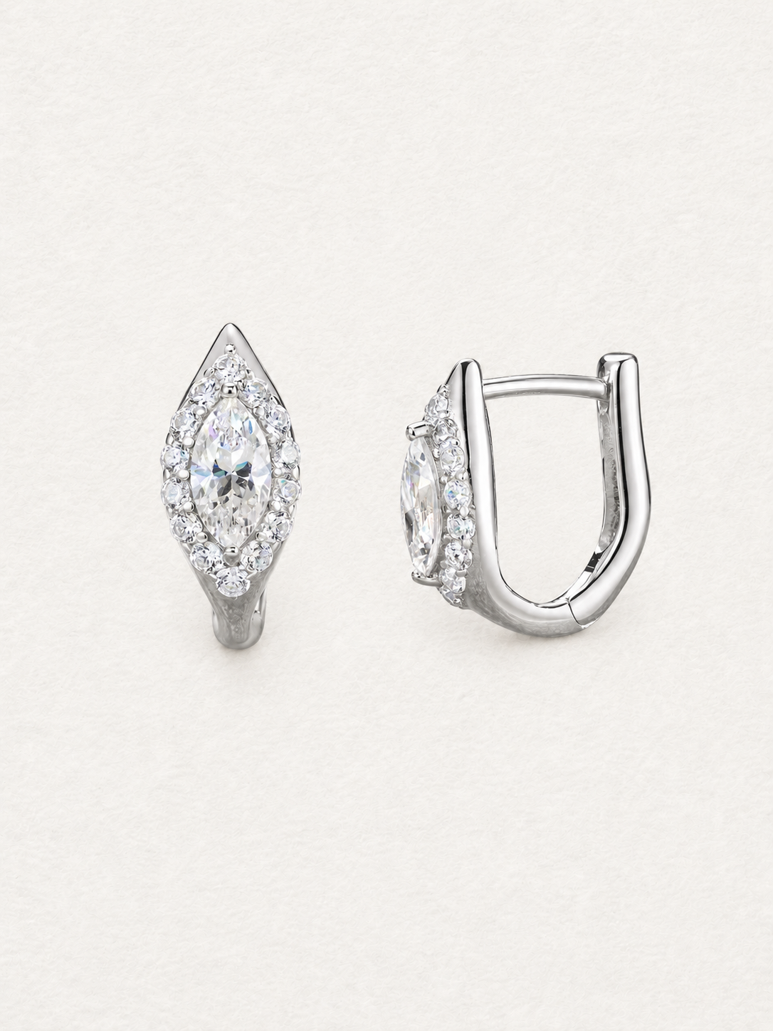 Marquise White Zircon Huggie Earrings