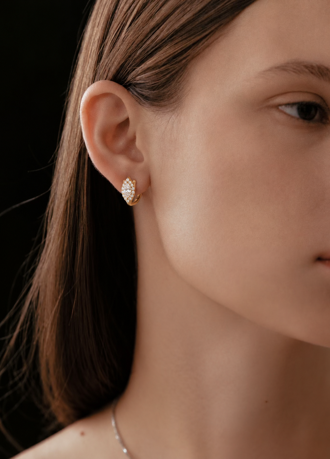 Marquise White Zircon Huggie Earrings