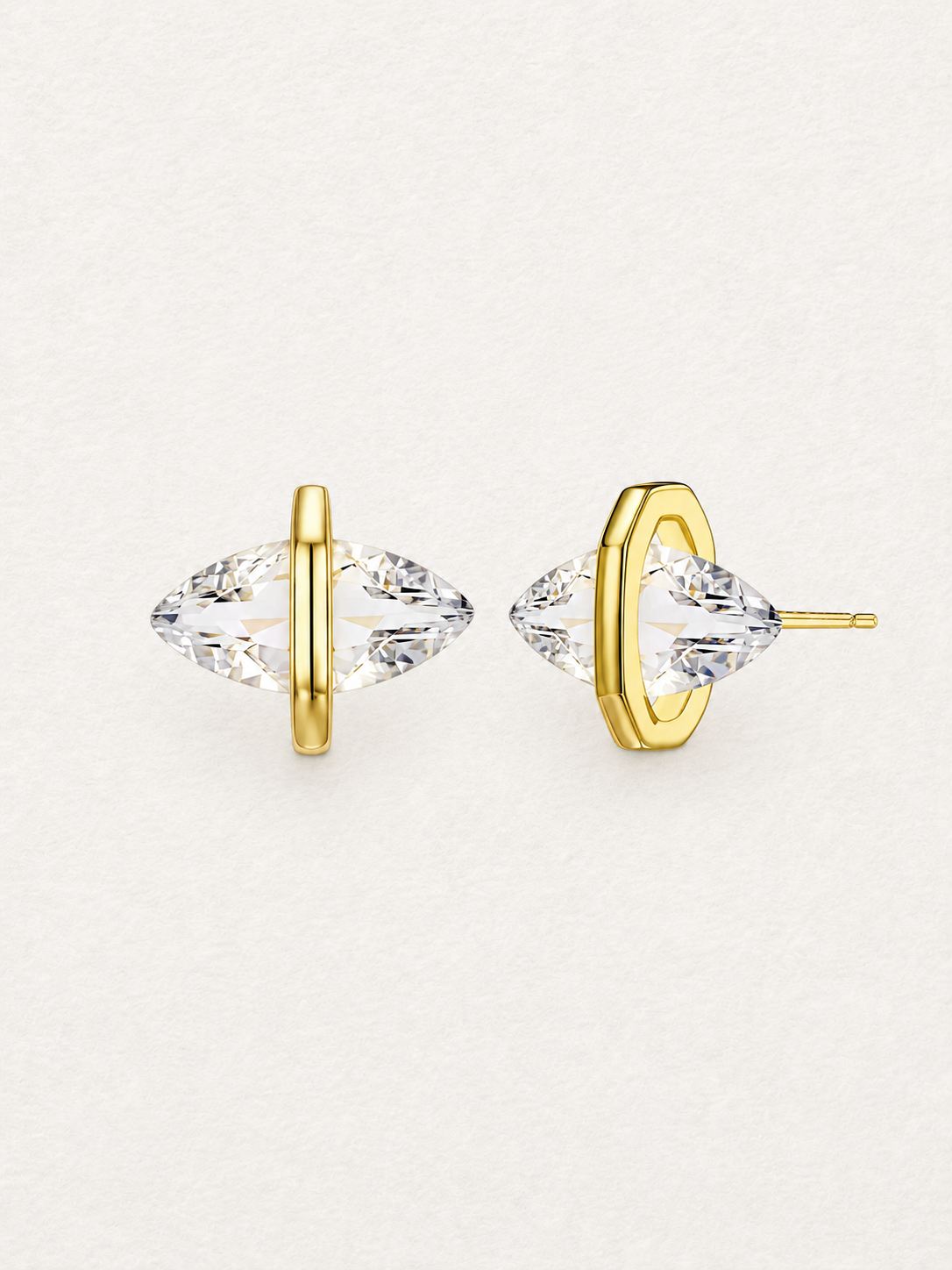 Marquise Clear Quartz Stud Earrings