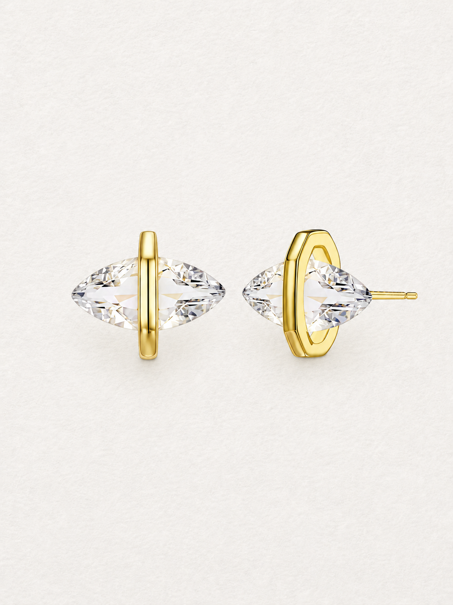 Marquise Clear Quartz Stud Earrings