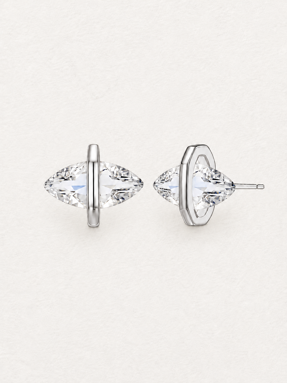 Marquise Clear Quartz Stud Earrings