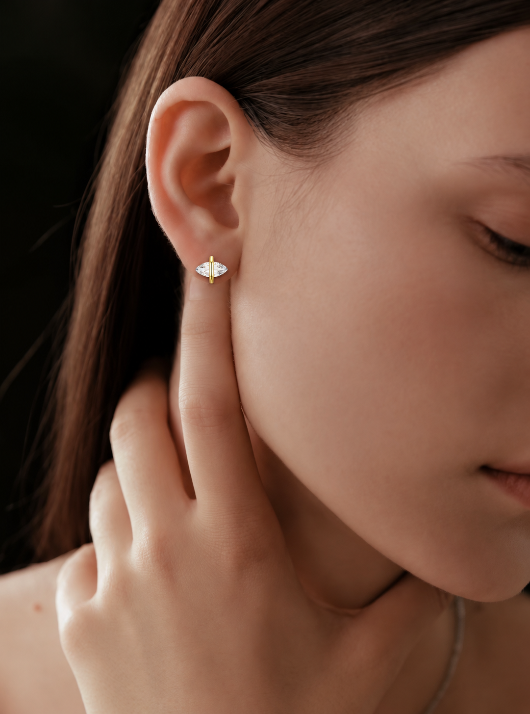 Marquise Clear Quartz Stud Earrings