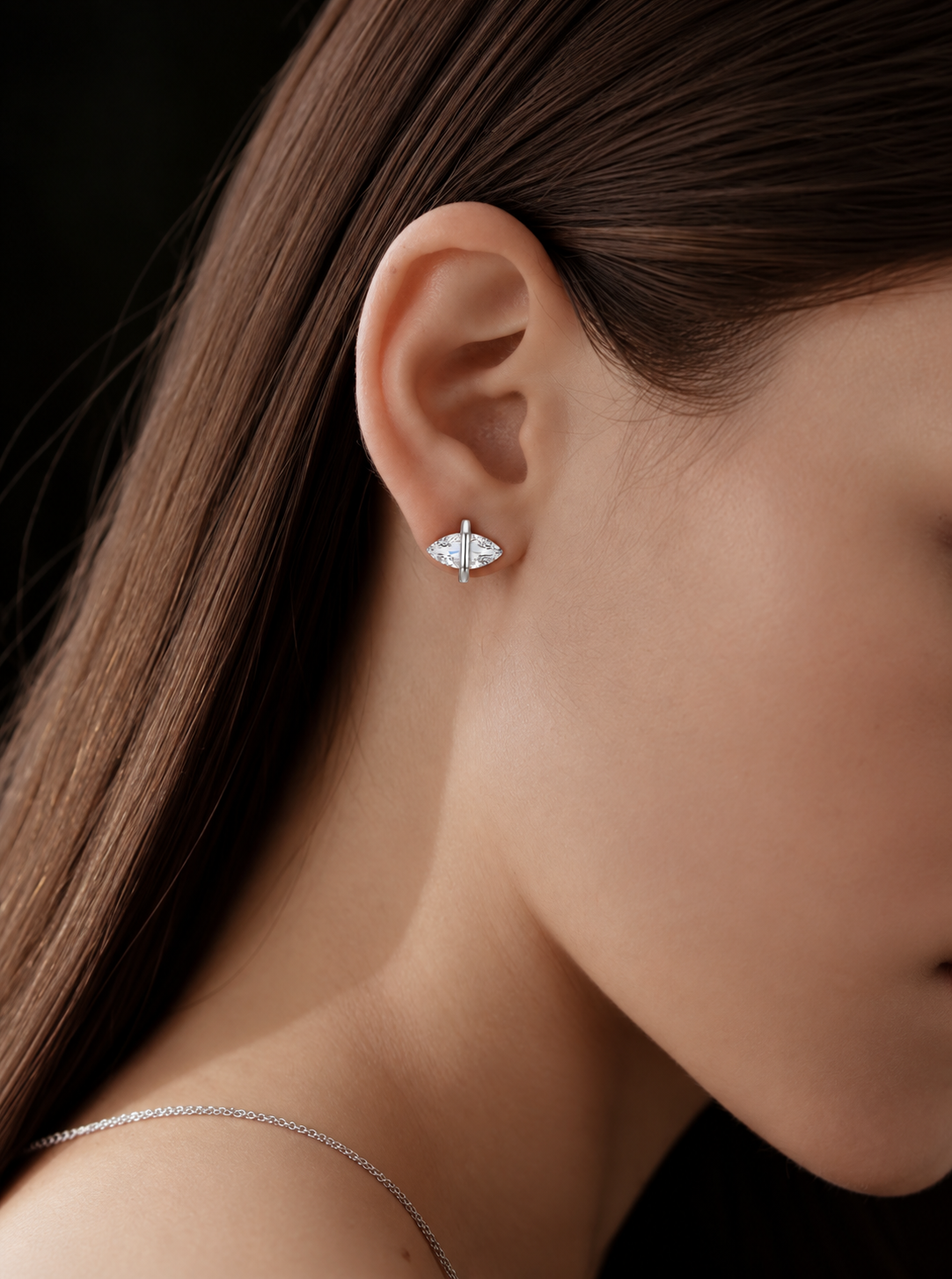 Marquise Clear Quartz Stud Earrings
