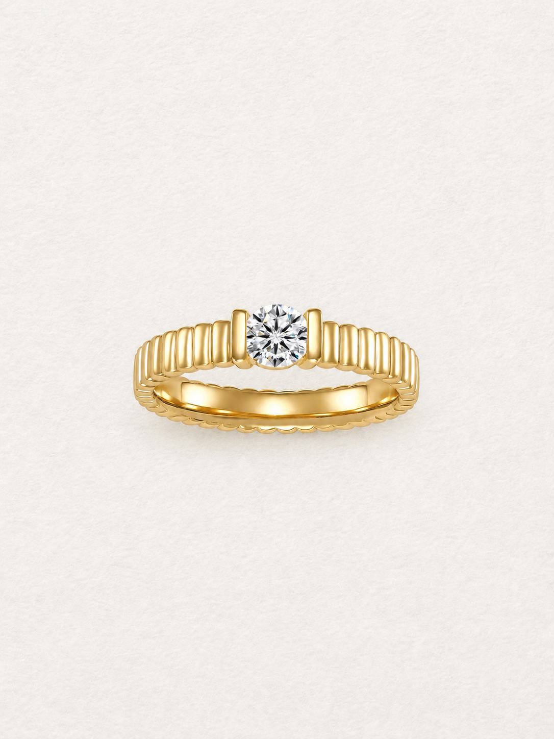 Ribbed Moissanite Ring