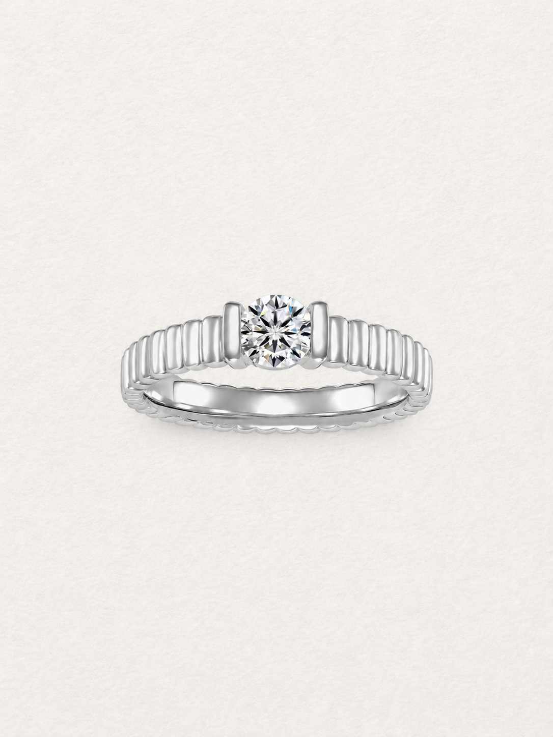 Ribbed Moissanite Ring