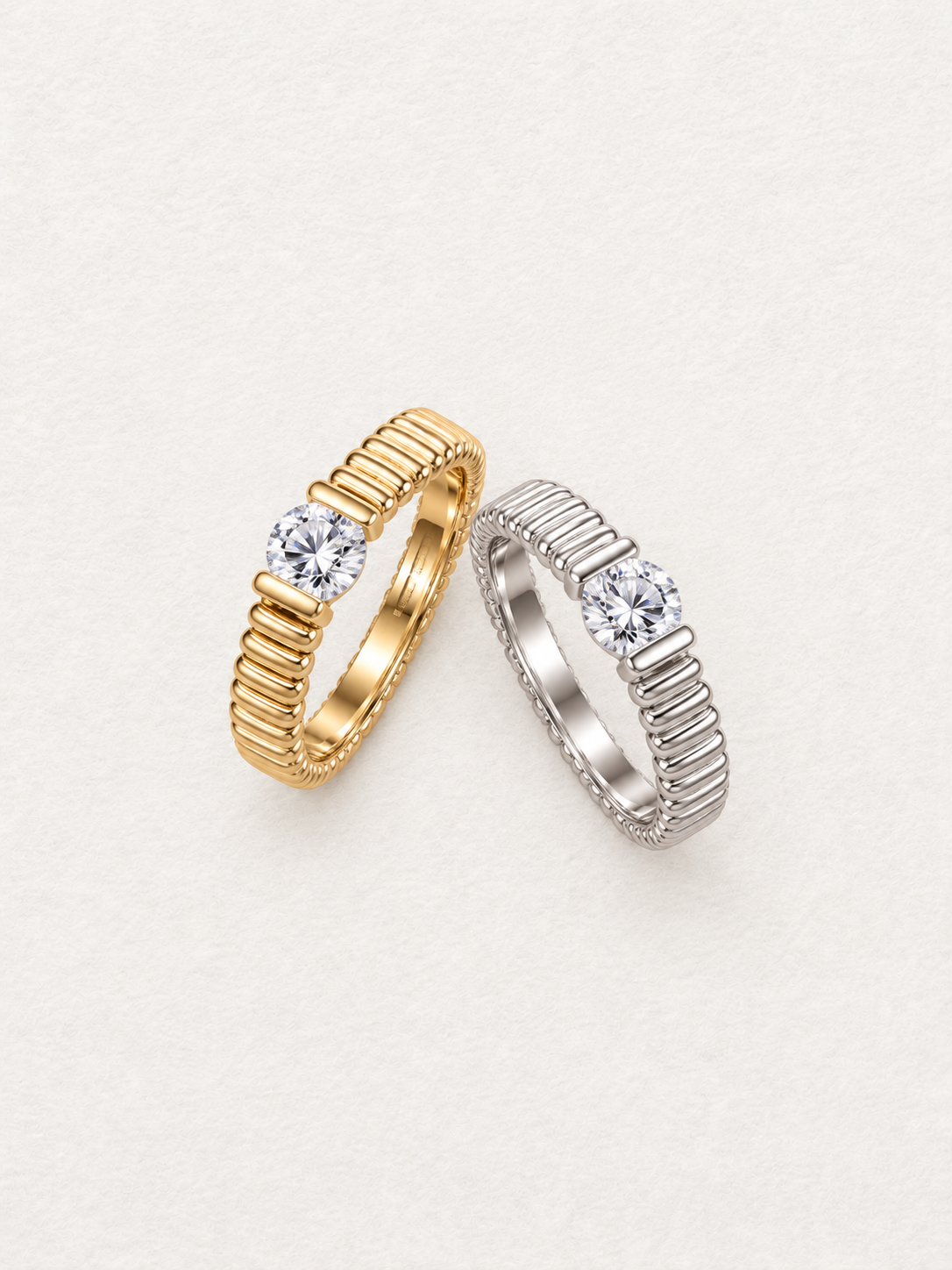 Ribbed Moissanite Ring