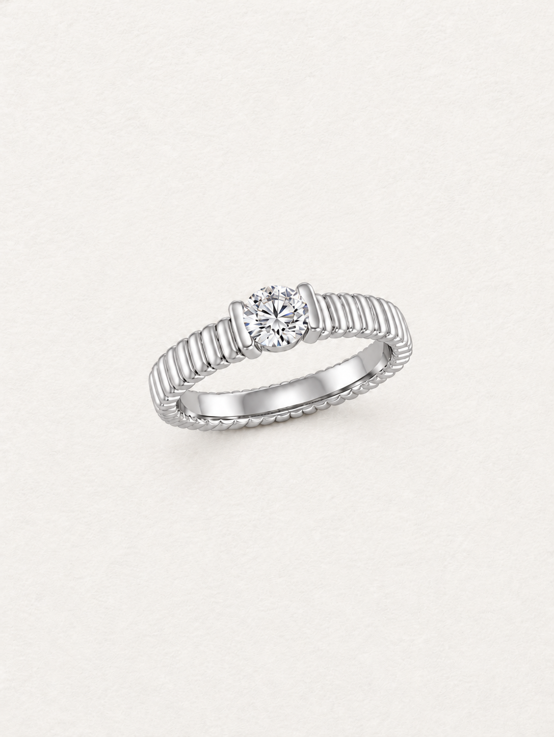 Ribbed Moissanite Ring