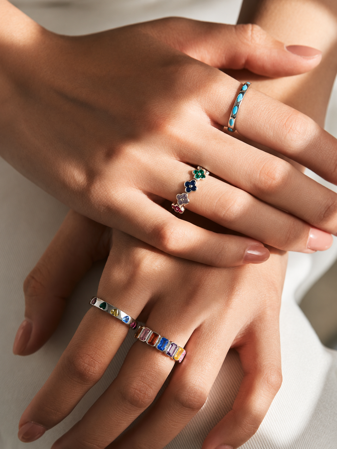 Multicolor Heart Zircon Ring