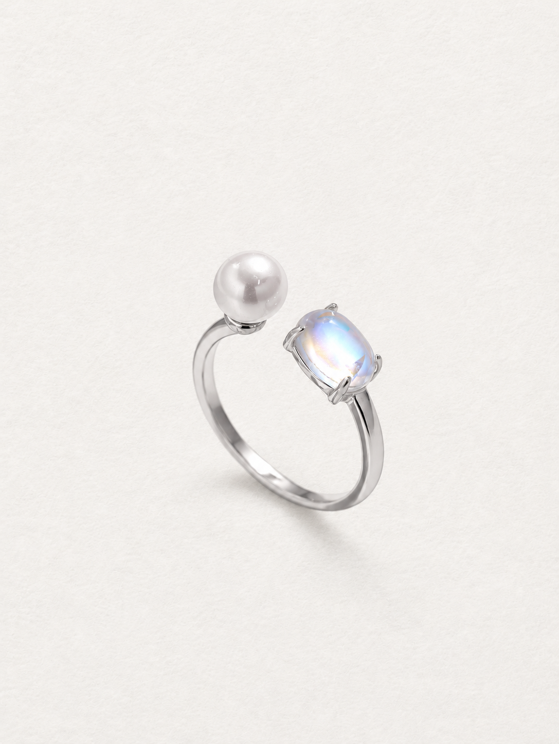 Moonstone & Pearl Open Ring
