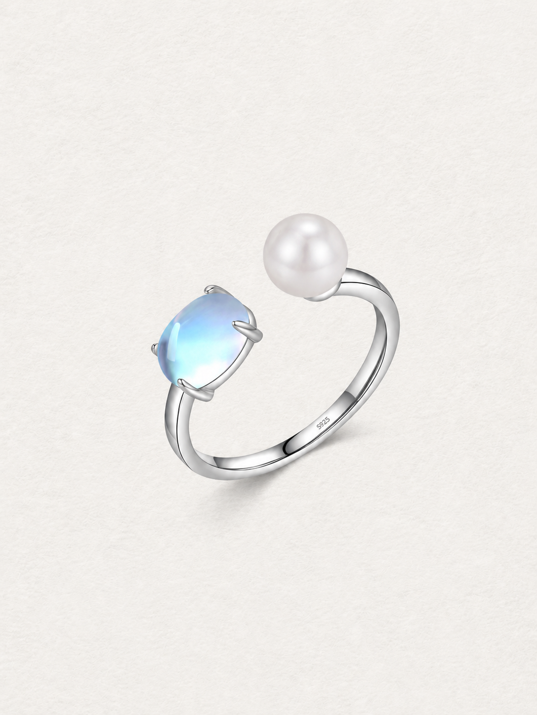 Moonstone & Pearl Open Ring
