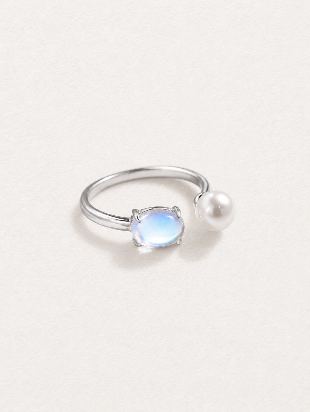 Moonstone & Pearl Open Ring