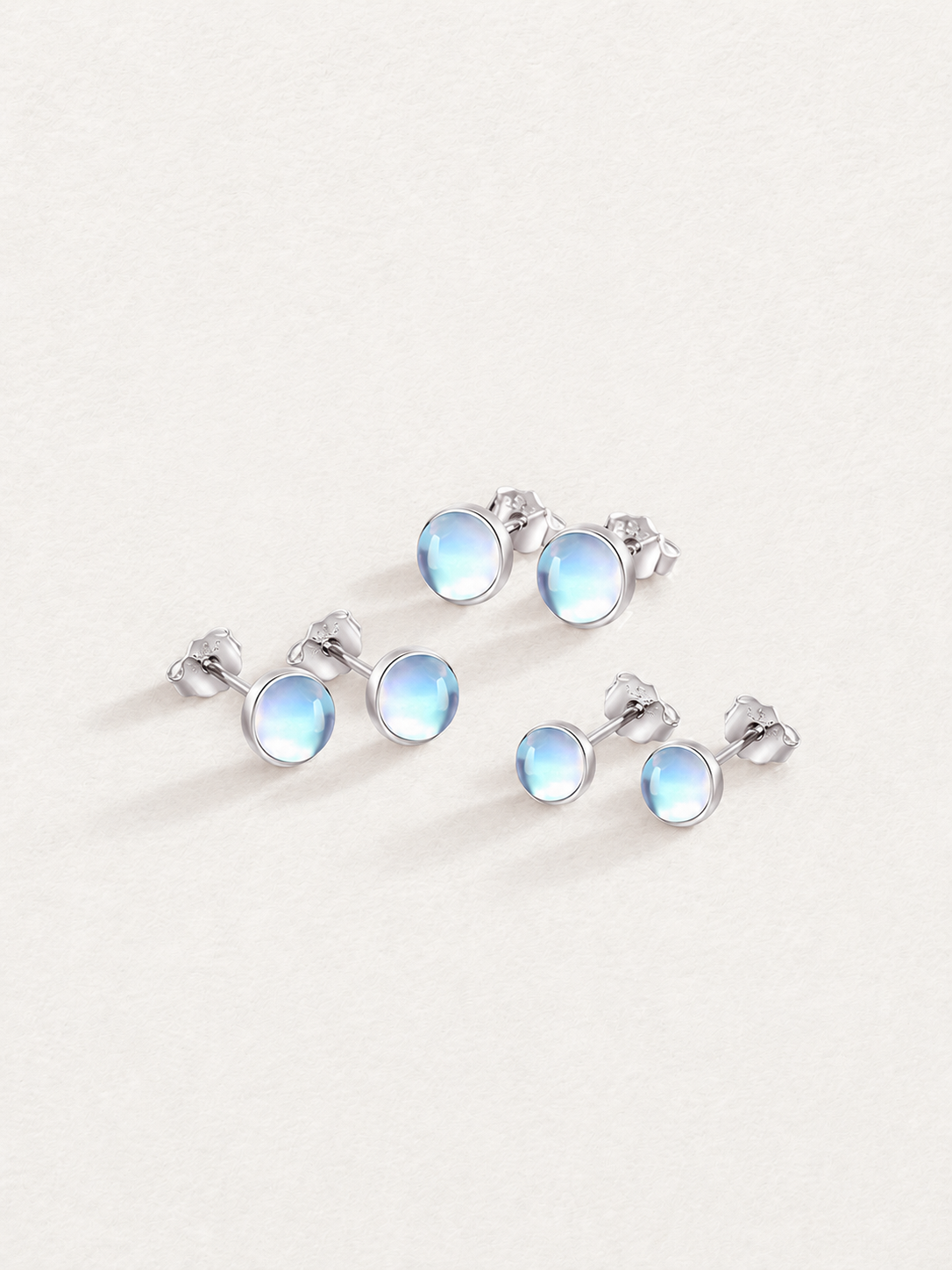 Round Moonstone Stud Earrings