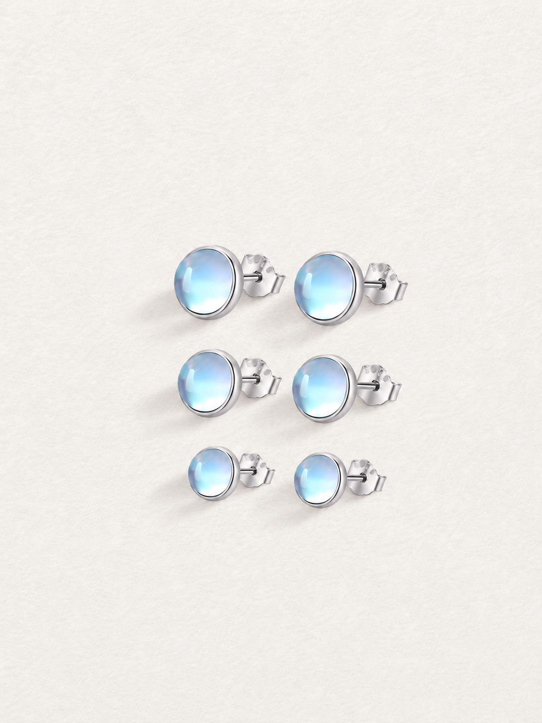 Round Moonstone Stud Earrings
