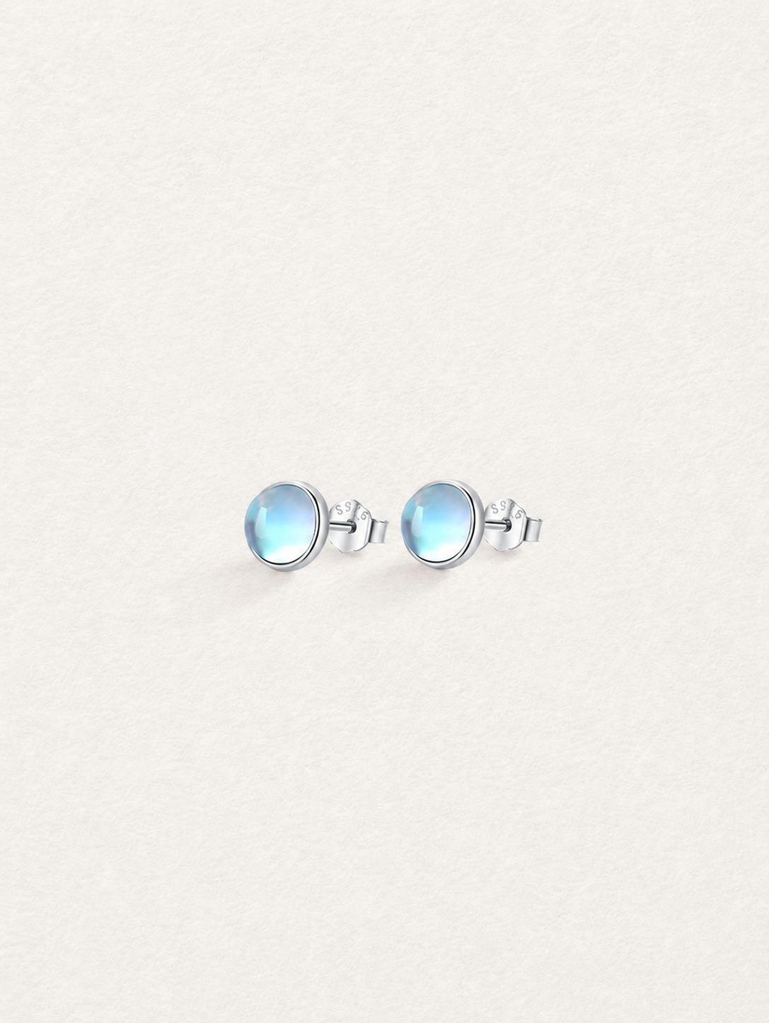 Round Moonstone Stud Earrings