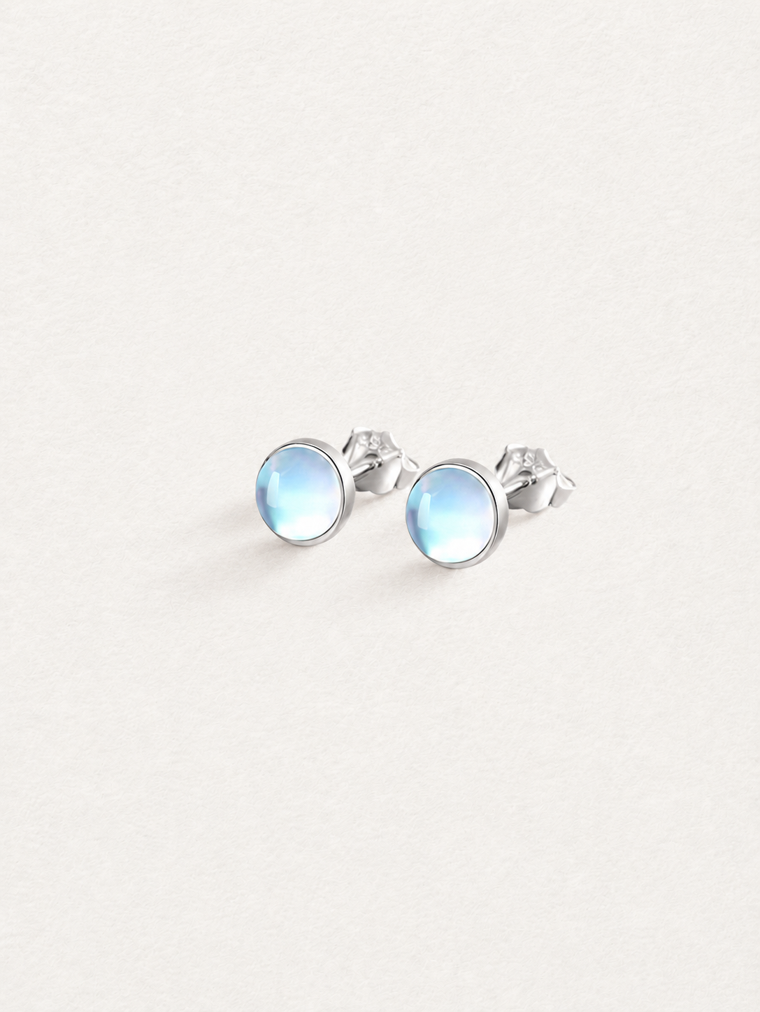Round Moonstone Stud Earrings
