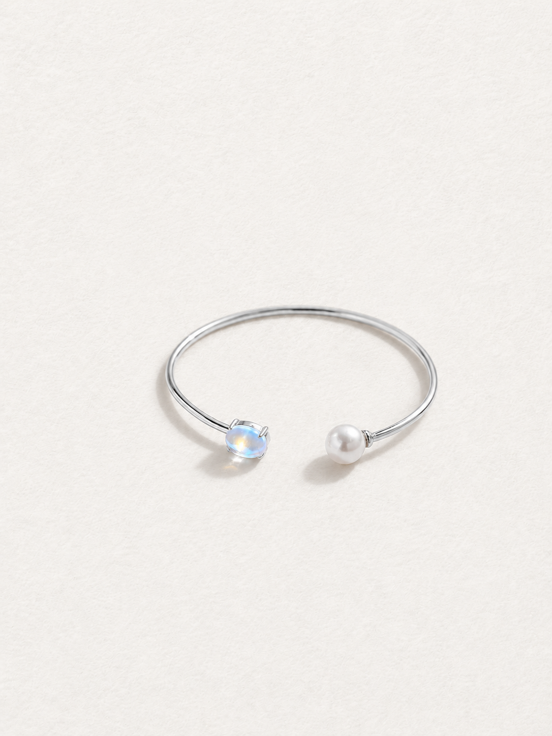 Moonstone & Pearl Open Bangle