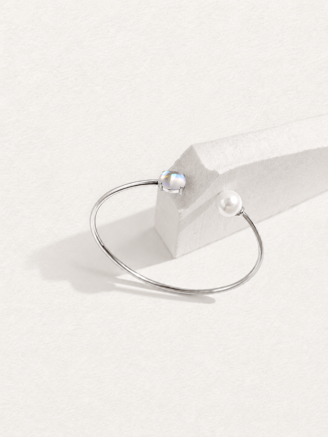 Moonstone & Pearl Open Bangle