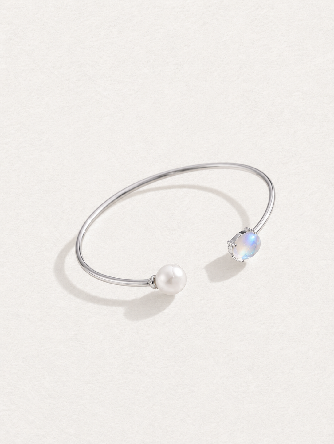 Moonstone & Pearl Open Bangle