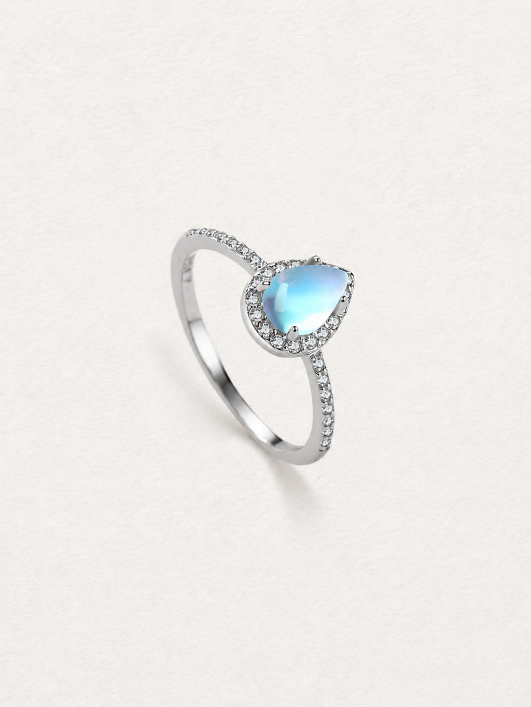 Moonstone Halo Ring