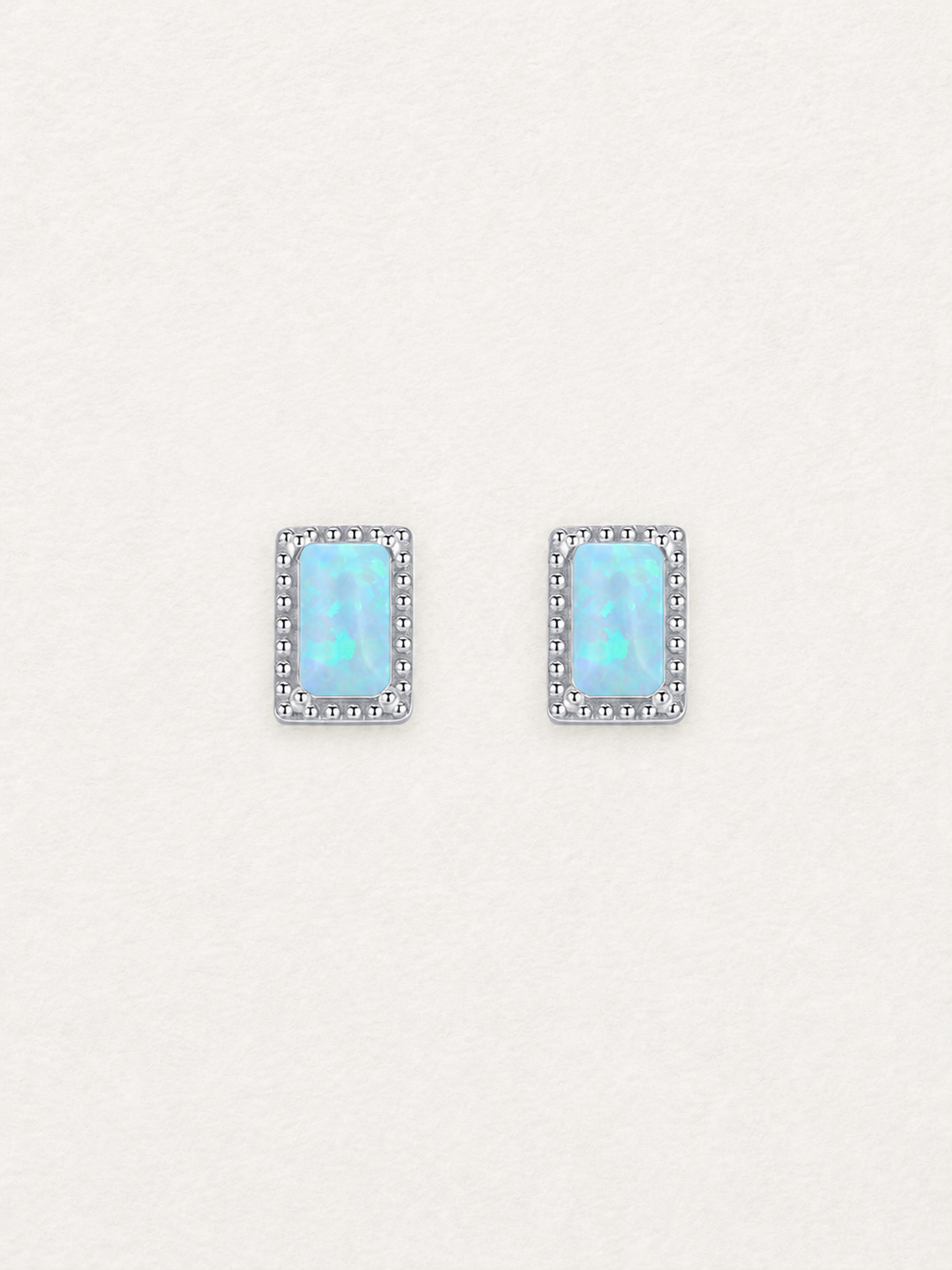Rectangular Opal Stud Earrings