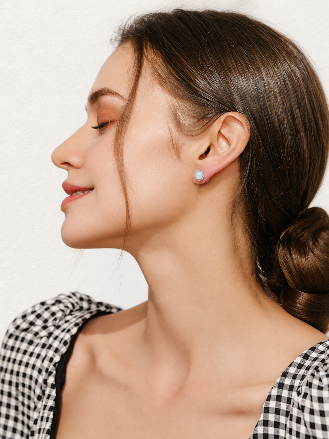 Rectangular Opal Stud Earrings