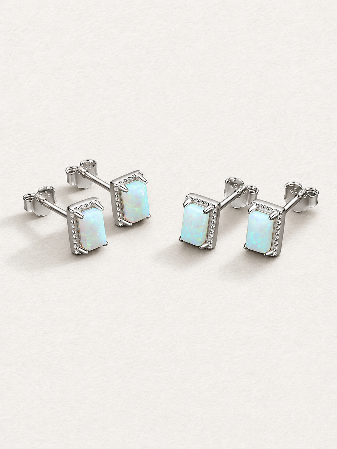 Rectangular Opal Stud Earrings